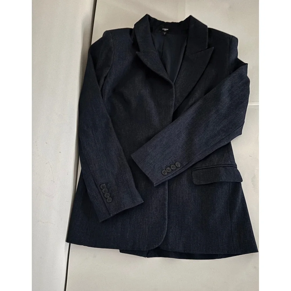 Polished Professional Blazer Size M Dark Wash Editor Lined w/ Vent & Structure - Picture 11 of 13